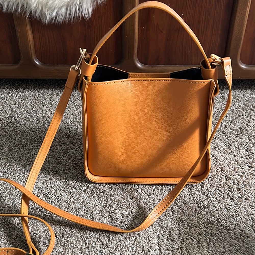 Anna Paola Honey Vachetta Italian Leather Crossbody